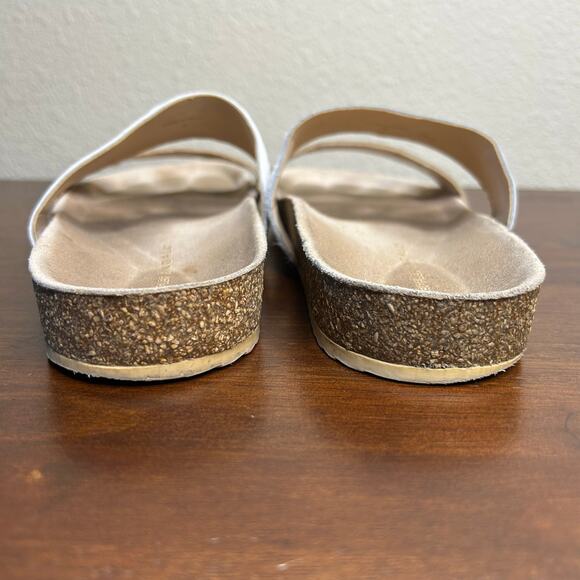 Loeffler Randall Paz Sandal Size 8 White Calf Fur Gold Band Leather Slip On - Picture 4 of 7